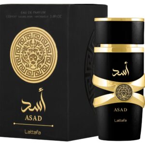 Asad 100ml EDP by Lattafa. This long-lasting fragrance is perfect for any occasion, with a unique blend of spicy and woody notes must have buy it