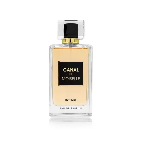 Canal De Moiselle Intense Eau de parfum by Fragrance World. Discover its unique bottle design and long-lasting fragrance. Shop now
