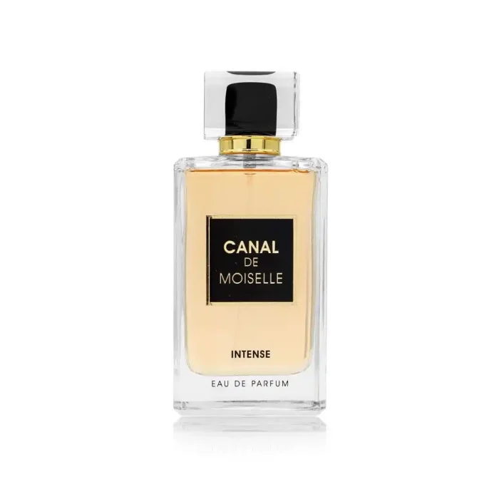 Canal De Moiselle Intense Eau de parfum by Fragrance World. Discover its unique bottle design and long-lasting fragrance. Shop now