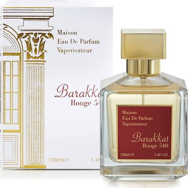 Barakkat Rouge 540 by Fragrance World. Order now and experience the bold and feminine scent of saffron, jasmine, ambergris, cedarwood