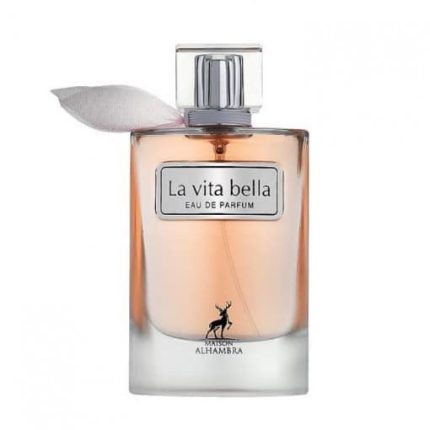 La Vita Bella by Maison Alhambra. Experience the timeless blend of floral and fruity notes with this high-quality luxury fragrance