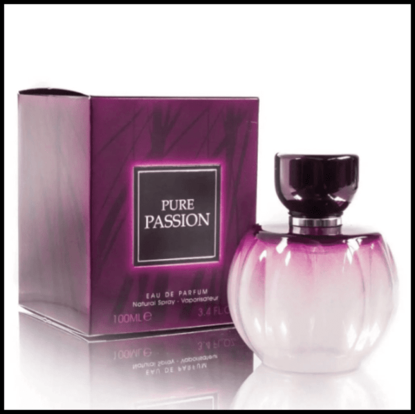 Pure Passion EDP. Inspired by Poison, this captivating fragrance blends spicy, fruity, and floral notes, perfect for any occasion. Elevate your fragrance game with Pure Passion EDP today!"