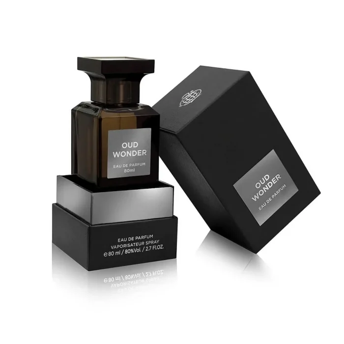 Experience the allure of Oud Wonder Perfume, an 80ml Eau De Parfum inspired by Oud Wood. Crafted by Fragrance World, it's more than a fragrance; it's a journey into timeless elegance and lasting allure.