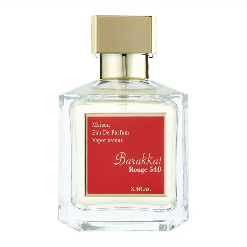 Barakkat Rouge 540 by Fragrance World. Order now and experience the bold and feminine scent of saffron, jasmine, ambergris, cedarwood
