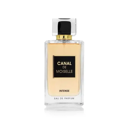 Canal De Moiselle Intense Eau de parfum by Fragrance World. Discover its unique bottle design and long-lasting fragrance. Shop now
